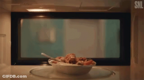 Bowl Of Food In Microwave With SNL Logo GIF