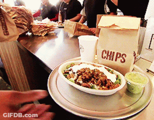 Bowl Of Food Next To Chips Bag GIF
