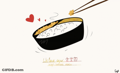 Bowl Of Food With Chopsticks Saying We Love Our GIF