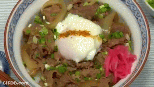 Bowl Of Food With Poached Egg GIF