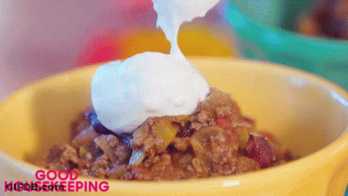 Bowl Of Food With Whipped Cream And Good Housekeeping GIF
