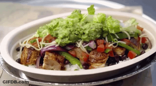 Bowl Of Guacamole Rice And Black Beans GIF