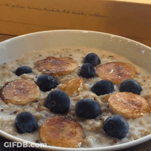 Bowl Of Oatmeal With Blueberries And Bananas GIF