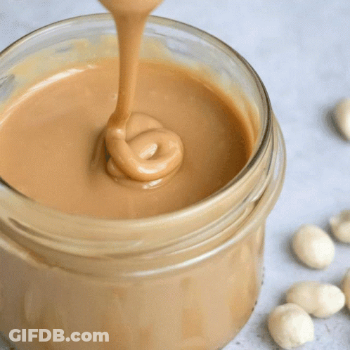 Bowl Of Peanut Butter With Spoon GIF