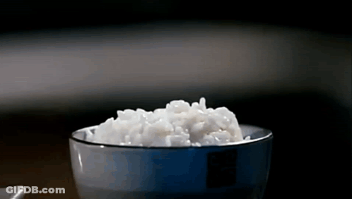 Bowl Of Rice On Black Background GIF