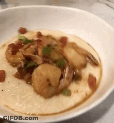 Bowl Of Shrimp And Grits With Bacon GIF