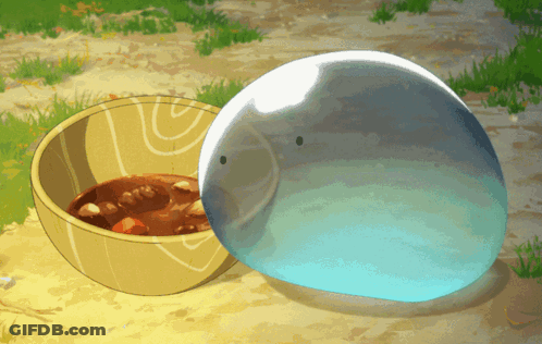 Bowl Of Soup Next To Clear Ball With Face GIF
