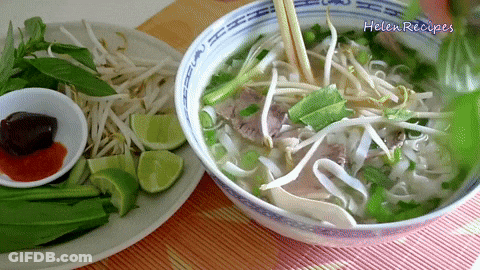Bowl Of Soup Next To Vegetables Saying Helen Recipes GIF