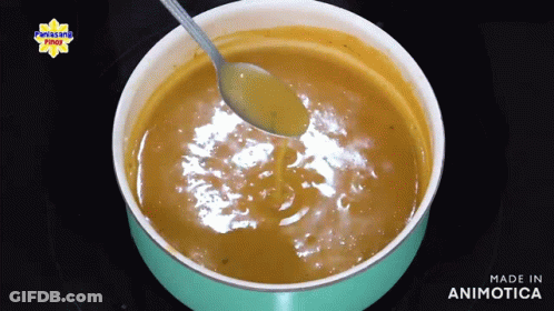 Bowl Of Soup Stirred With Spoon Made In Animotica GIF