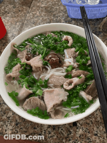 Bowl Of Soup With Chopsticks GIF