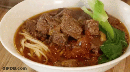 Bowl Of Soup With Meat And Noodles GIF