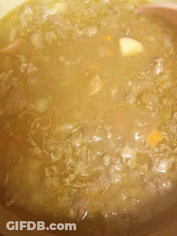 Bowl Of Soup With Meat And Vegetables GIF