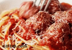 Bowl Of Spaghetti And Meatballs With Fork GIF