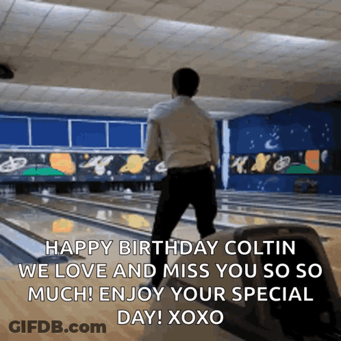 Bowling Alley Man Says Happy Birthday Coltin GIF