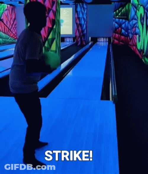 Bowling Alley Man Strike GIF