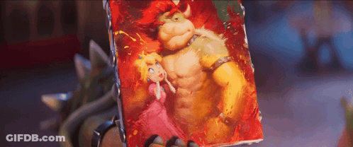 Bowser And Princess Peach Painting Held GIF