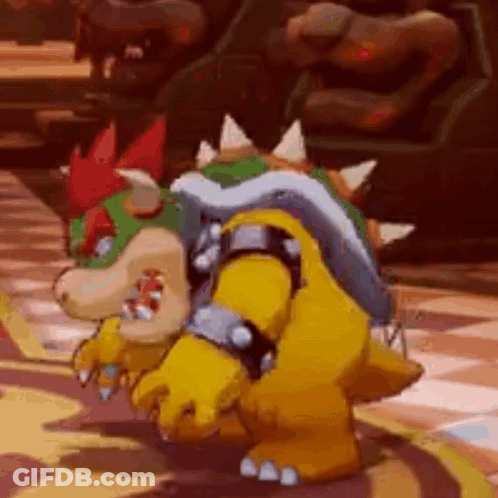 Bowser From Super Mario Bros Is Standing On A Checkered Floor In A Video Game . GIF