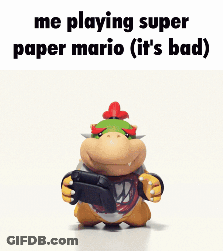 Bowser Holding Controller Saying Me Playing Super Paper Mario GIF