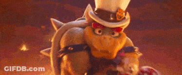Bowser Is Holding A Mushroom And Wearing A Top Hat . GIF
