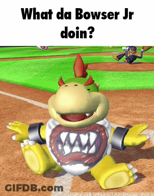 Bowser Jr Laying On Baseball Field GIF
