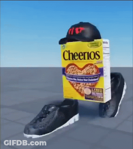 Box Of Cheerios Held By Shoes GIF