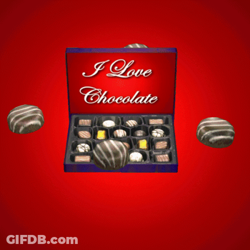 Box Of Chocolates Saying I Love Chocolate GIF