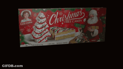 Box Of Christmas Cake With Nutrition Facts GIF