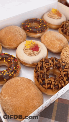 Box Of Doughnuts Including Pecan Doughnut GIF