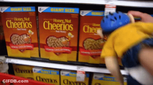 Box Of Honey Nut Cheerios On Shelf GIF