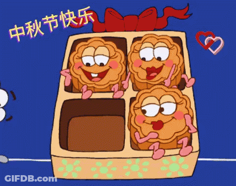 Box Of Mooncakes With Chinese Writing GIF