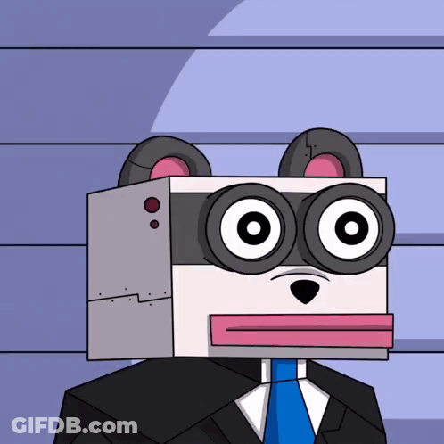 Box On Head Cartoon In Suit And Tie GIF