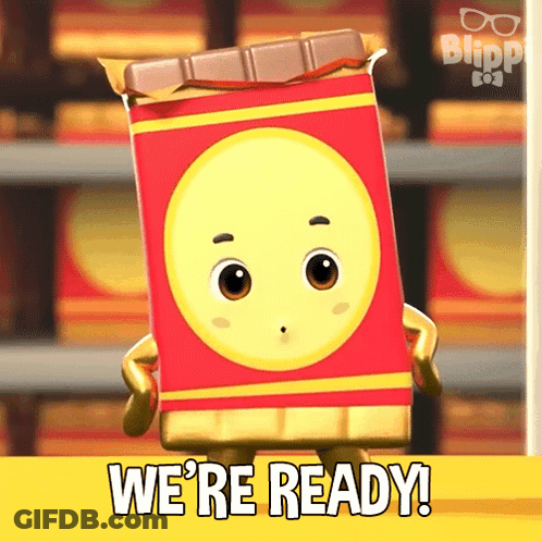 Box With Face Saying We're Ready GIF