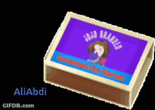 Box With Purple Label Saying Jojo Brando GIF