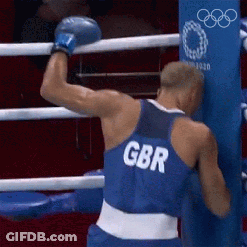 Boxer In GBR Tank Top In Boxing Ring GIF