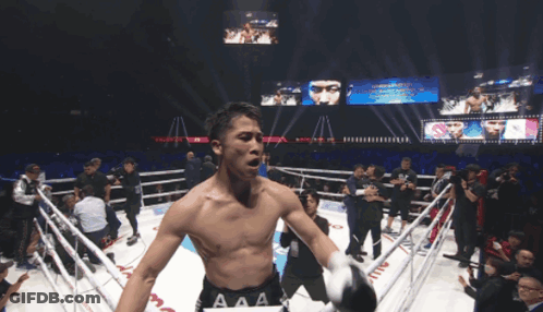 Boxer In Ring With AAA Shorts GIF