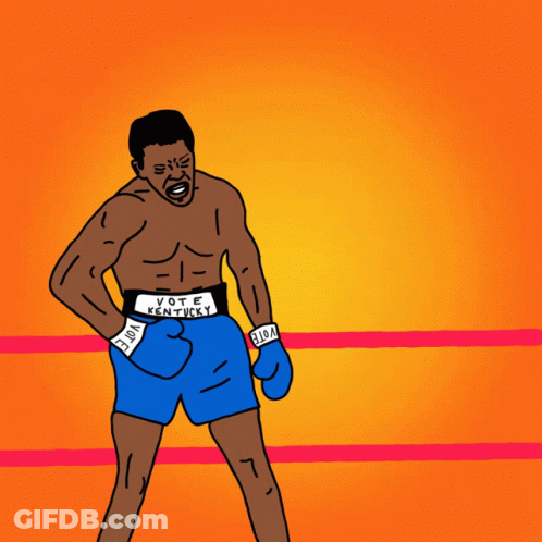Boxer Standing In Front Of Blue Star Saying AA E'm All Down GIF