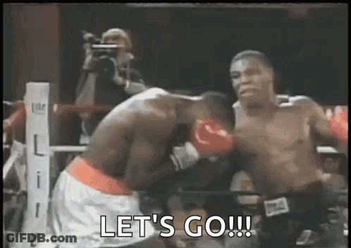 Boxers Fighting In Ring Saying Lets Go GIF