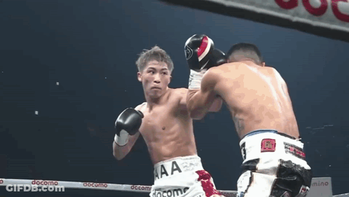 Boxers Fighting In Ring With Docomo GIF