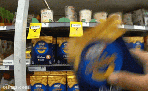 Boxes Of Kraft Macaroni Cheese On Shelf GIF