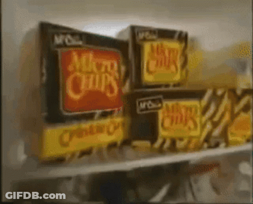 Boxes Of Mrs Chips On Shelf GIF