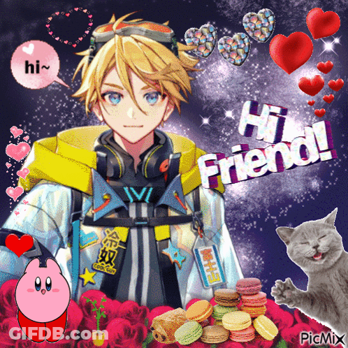 Boy And Cat Saying Hi Friend GIF