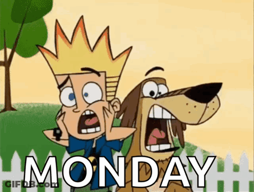 Boy And Dog With Monday Text GIF