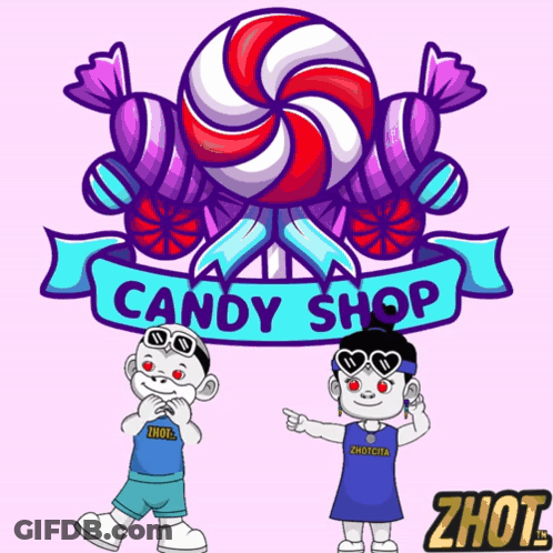 Boy And Girl Candy Shop Logo GIF
