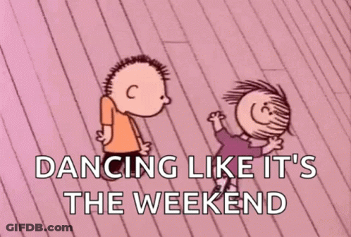 Boy And Girl Dancing Saying Dancing Like It's The Weekend GIF