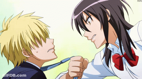 Boy And Girl Fighting Over Tie GIF