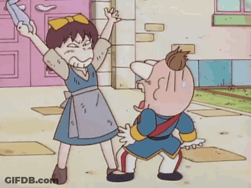 Boy And Girl Fighting With Girl Holding Bottle GIF