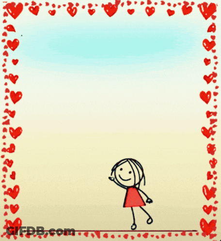 Boy And Girl Flying With Heart Balloon GIF