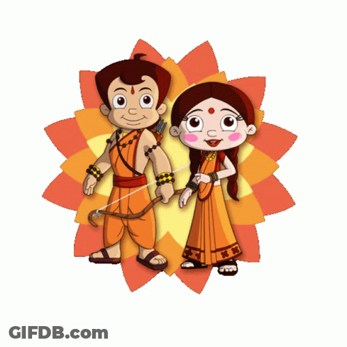 Boy And Girl Happy Dussehra GIF