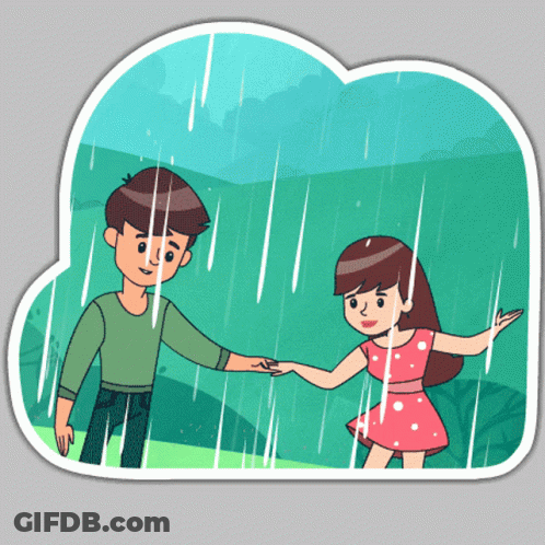 Boy And Girl Holding Hands In Rain GIF
