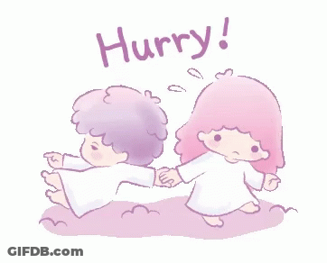 Boy And Girl Holding Hands Saying Hurry GIF